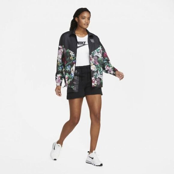 Nike Sportswear NSW Floral Windbreaker Jacket Blak - Picture 6 of 6
